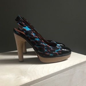 LANVIN - Captoe Leopard Print Slingback Sandal